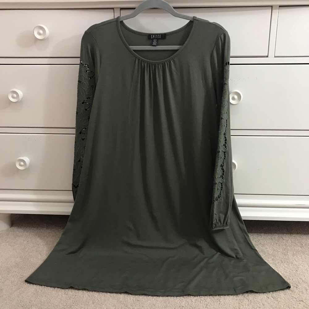 Spense dress with cutwork sleeves
